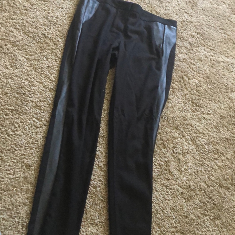 Black pants with leather on the sides